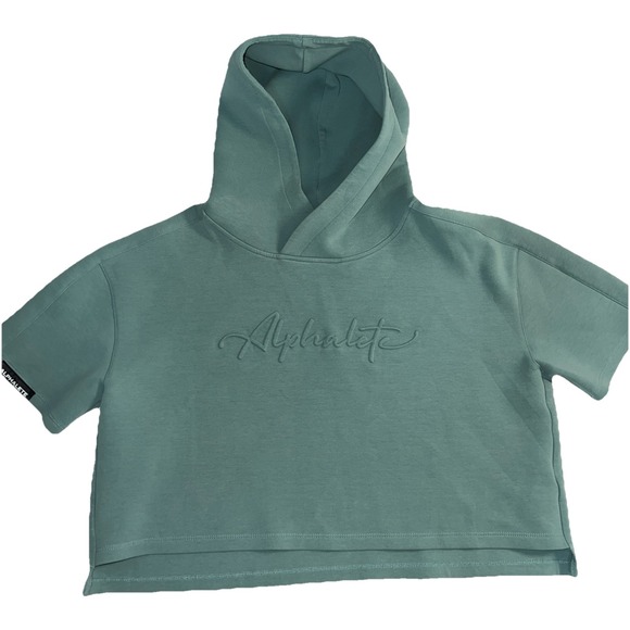 Alphalete Tops - Alphalete Teal Half Sleeve Womens Cropped Hoodie‎ Size Medium